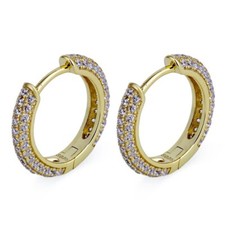 Thin Yellow Gold Plated 925 Sterling Silver Post Huggie Hoop Earrings