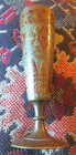 Ornate Vintage Brass Or Bronze Enamel Inlay Vase 6" Tall & 2 1/4" Wide - India — photo 1