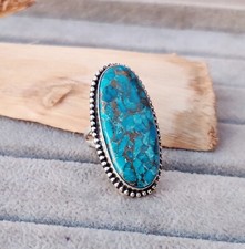 Blue Copper Turquoise Ring 925 Sterling Silver Beautiful Ring All Size MO 