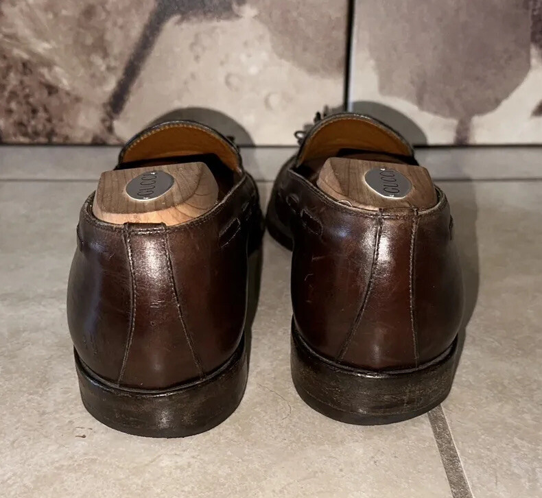 VINTAGE SALVATORE FERRAGAMO BROWN LEATHER TASSEL LOAFERS Sz 8.5D