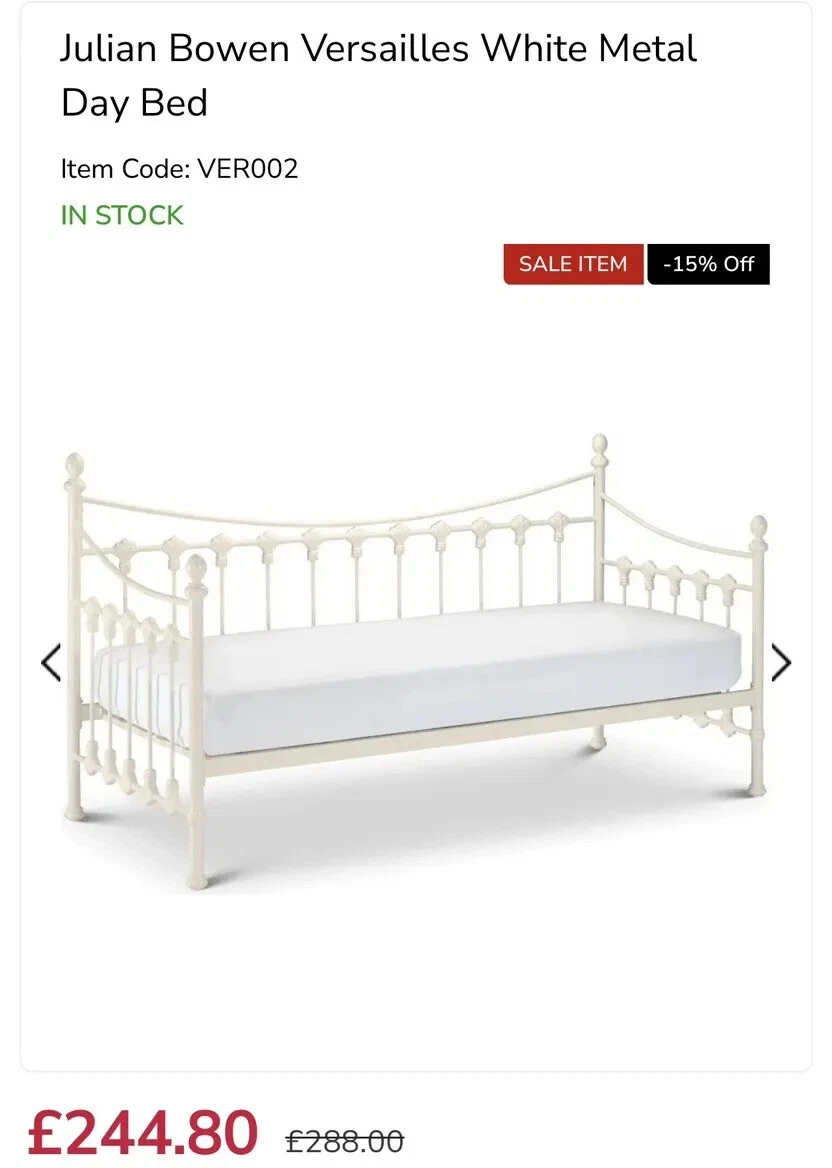 Julian Bowen Versailles Metal Day Bed eBay