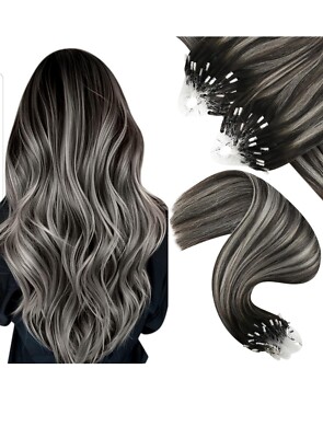Micro Beads Haarverlängerung Schwarz Micro Loops Haarverlängerung Ombre Schwarz 