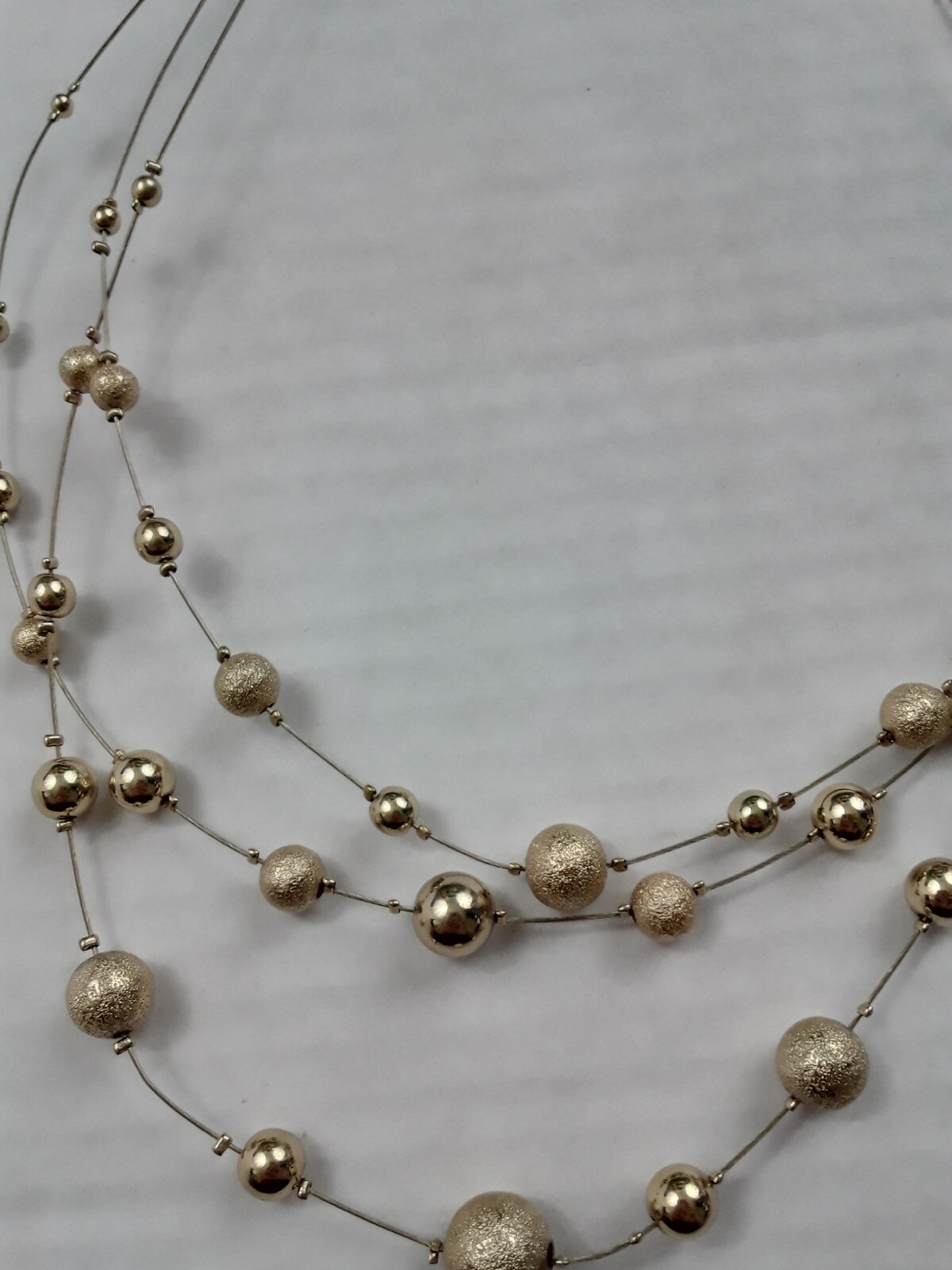 Dressbarn Necklace Set Earrings Gold Plated 3 Strands Adjustable for