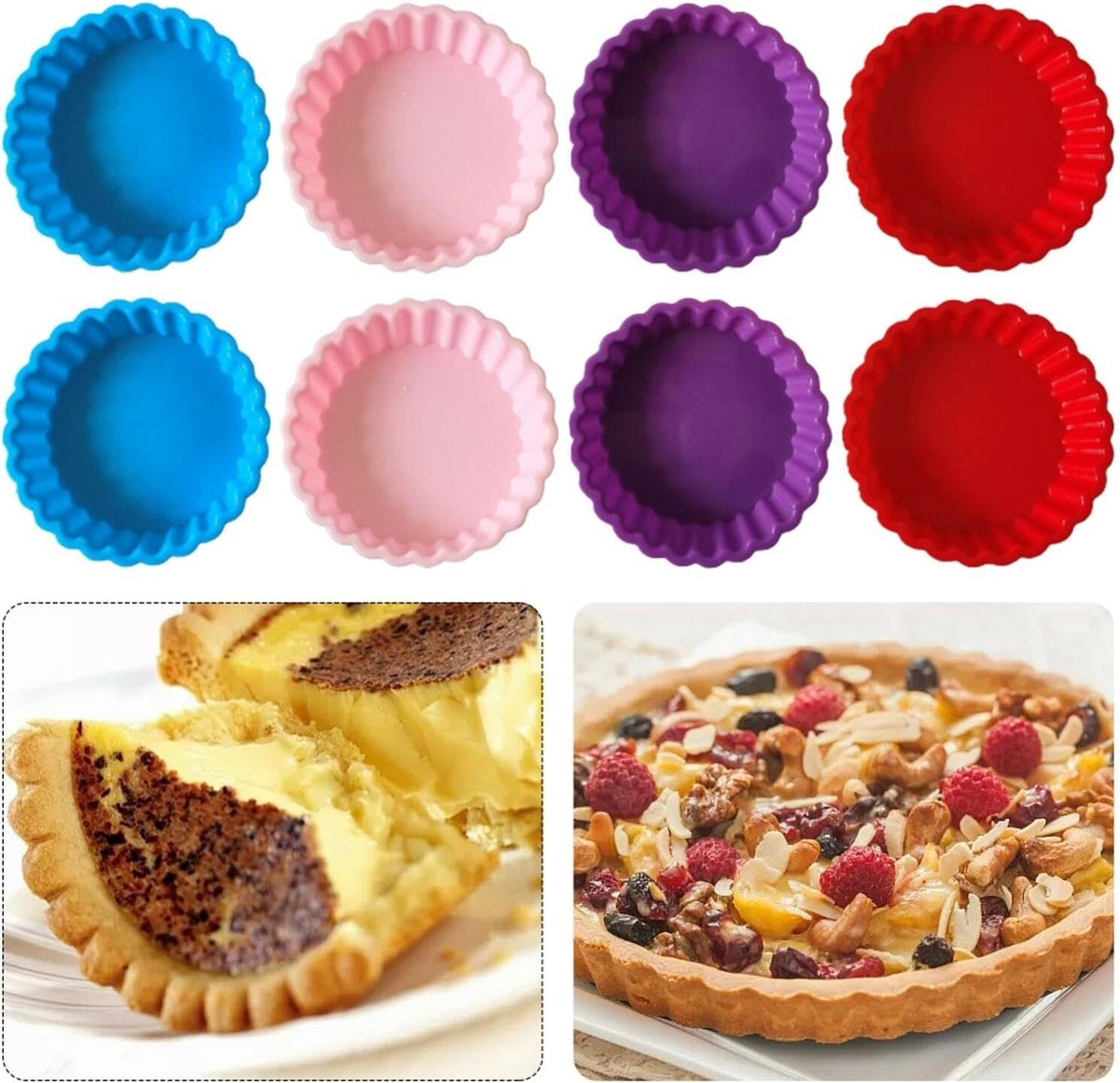 pcs Silicone Tart and Pie Molds, Inch Fluted Mini Mould random