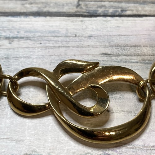 Avon Signed Gold Tone Swirl 18" Necklace Chunky Statement - 第 2/8 張圖片