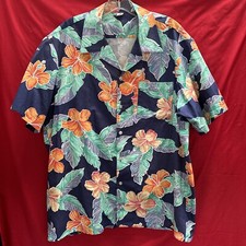 Vtg 90s Hibiscus Hawaiian Cotton Shirt Lrg Excellent Condition Made In The USA