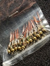FLY FISHING FLIES BEAD HEAD COPPER JOHN ZEBRA TROUT NYMPH SIZE 16