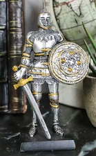 Ebros Royal Knight with Dagger Sword and Round Shield Miniature Figurine 5" H