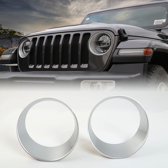 For 2018+ Jeep Wrangler JL Headlight Cover Front lamp Bezel Trim Sliver