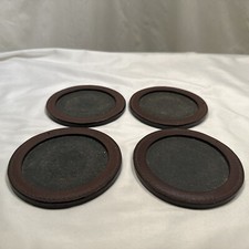 4 Round Brown Leather Drink Coasters 4 1/4  