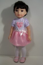 Pink Heart Party Dress Doll Clothes For Wellie Wisher Wishers 14" Debs 