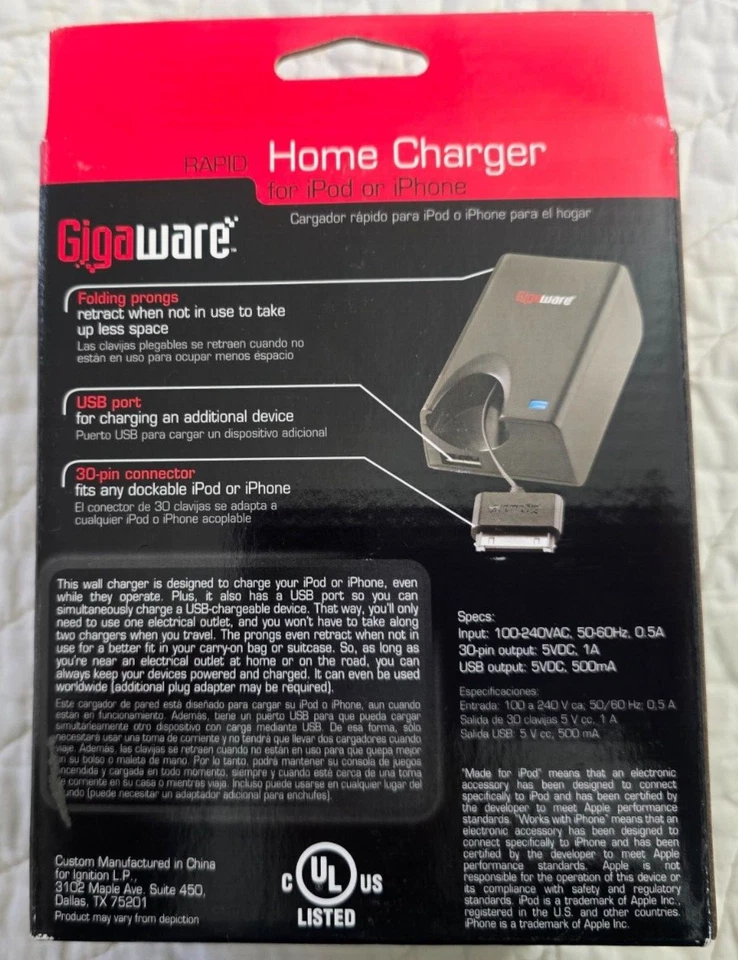 NUEVO Cargador rápido Gigaware para el hogar iPod iPhone 12-636 Nuevo en paquete Foto 2 de 4