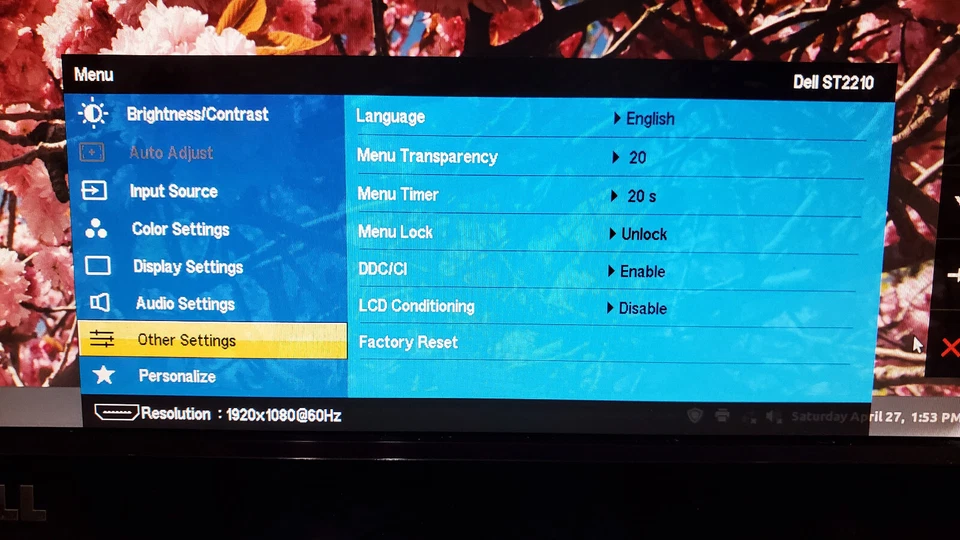 Dell ST2210B 22 inch LCD PC Monitor HDMI Full HD Widescreen - Image 4 of 4
