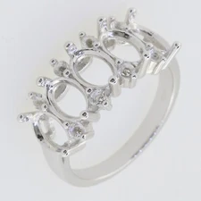 Sterling Silver Semi Mount Ring Setting Oval 7x5mm Five Stone Band Ring