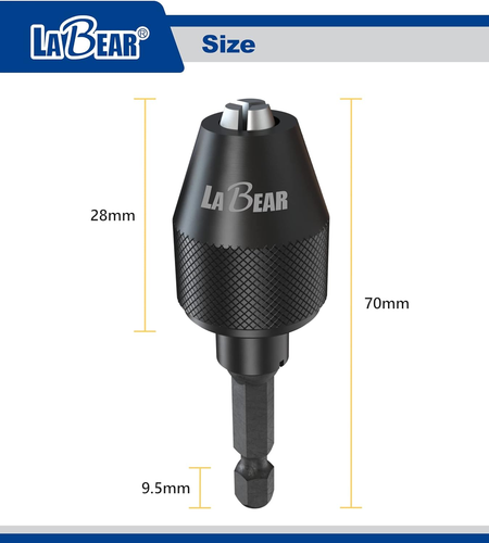 Drill Chuck Keyless Mini 3-Jaw Adapter with Quick-Change 1/4" Hex Shank to Hold - Picture 2 of 5