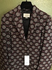 100 Authentic GUCCI Macro GG Diamond Wool Jacquard Cape Jacket 3950 Tax SZ: 40