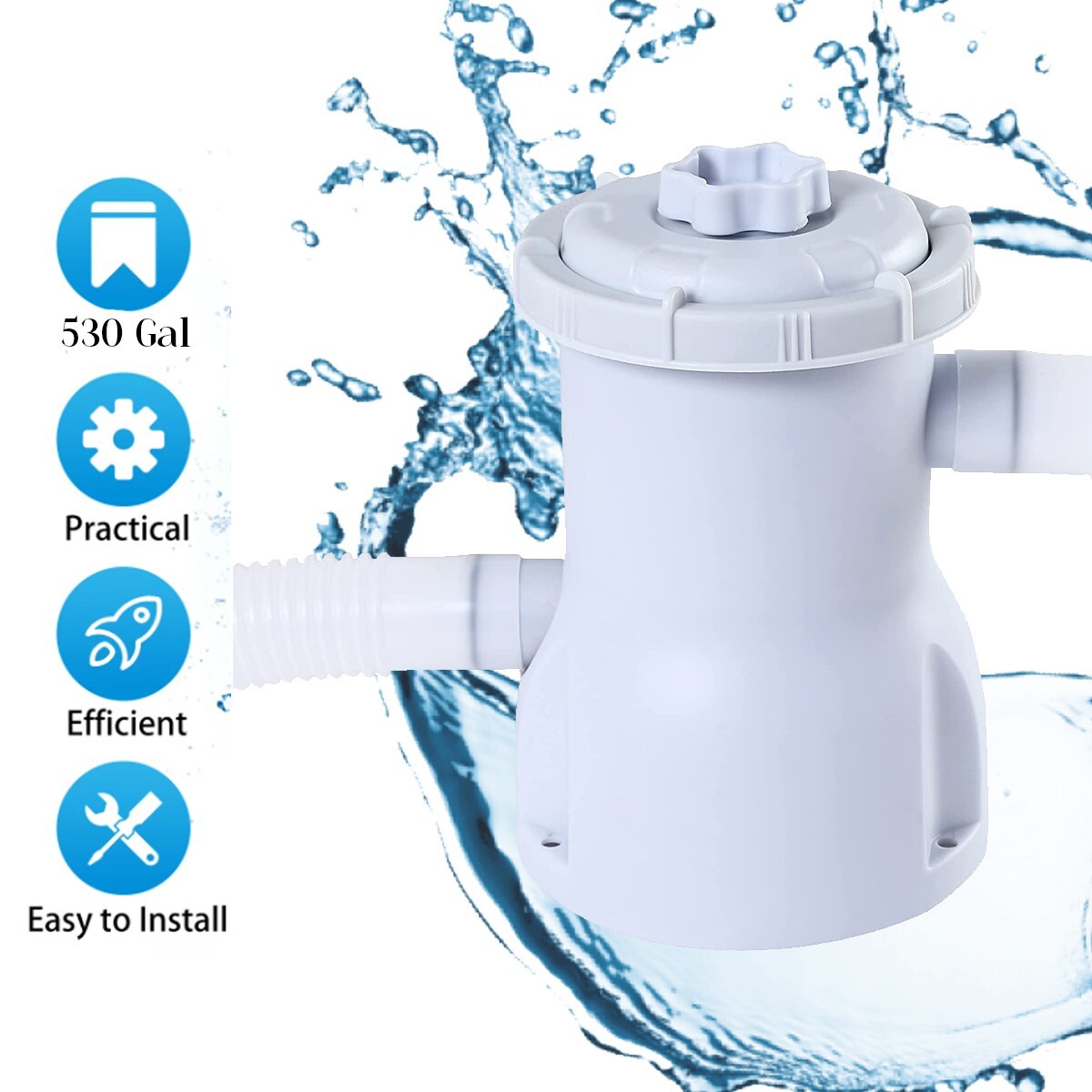 Filtro eléctrico 530 gal 2006L piscina bomba natación salpicaduras de agua limpia