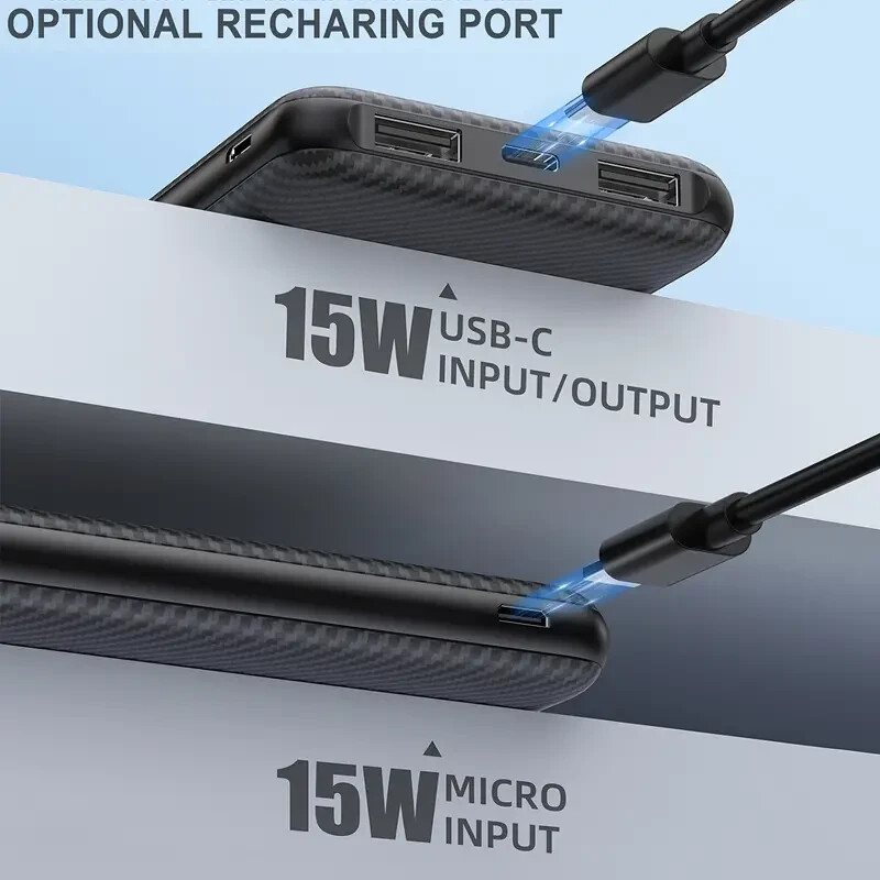 Slim 10000mAh Power Bank with USB C Input 5V/3A Fast Charging Slim 10000mAh Power Bank with USB C Input 5V/3A Fast Charging