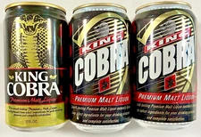 King Cobra choice of Premium Malt Liquor 12 oz empty beer can AnBusch BottomOpen