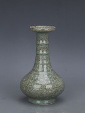 7.8" China NanSong Ice Cracks Glaze Porcelain Official Ware Mouth Bottle Vases
