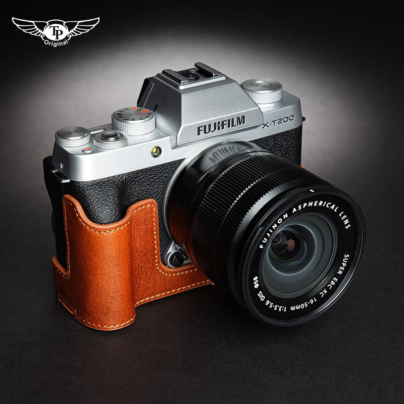 Fujifilm XT200 Half Case Genuine Leather Camera Black Brown Retro