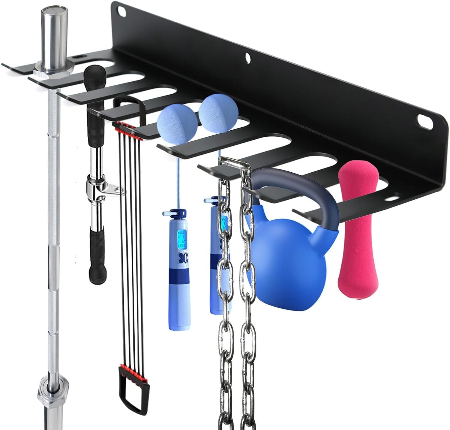Heavy-Duty 9-Hook Home Gym Storage Rack - Wall Mount Organiz
