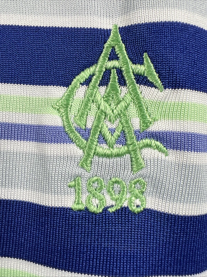 Camisa de golf Polo Donald Ross para hombre XXL 2X azul verde a rayas pulóver manga corta Foto 3 de 4