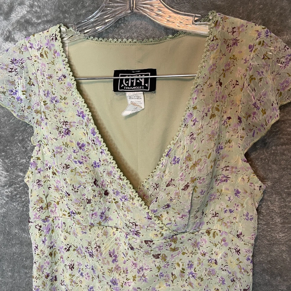 Vestido City Triangles Mujer Y2K Hada Ditzy Floral Flutter Sobrepelliz Gasa 7 Foto 3 de 4