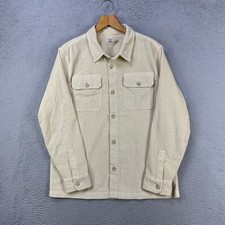 Flint and Tinder Corduroy Shirt Jacket Mens XL Beige Button Flap Pocket