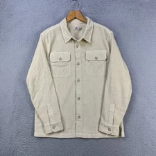 Flint and Tinder Corduroy Shirt Jacket Mens XL Beige Button Flap Pocket