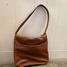 Coach Brown Shoulder Bag Stitching Accents Zip Closure Silver Hardware