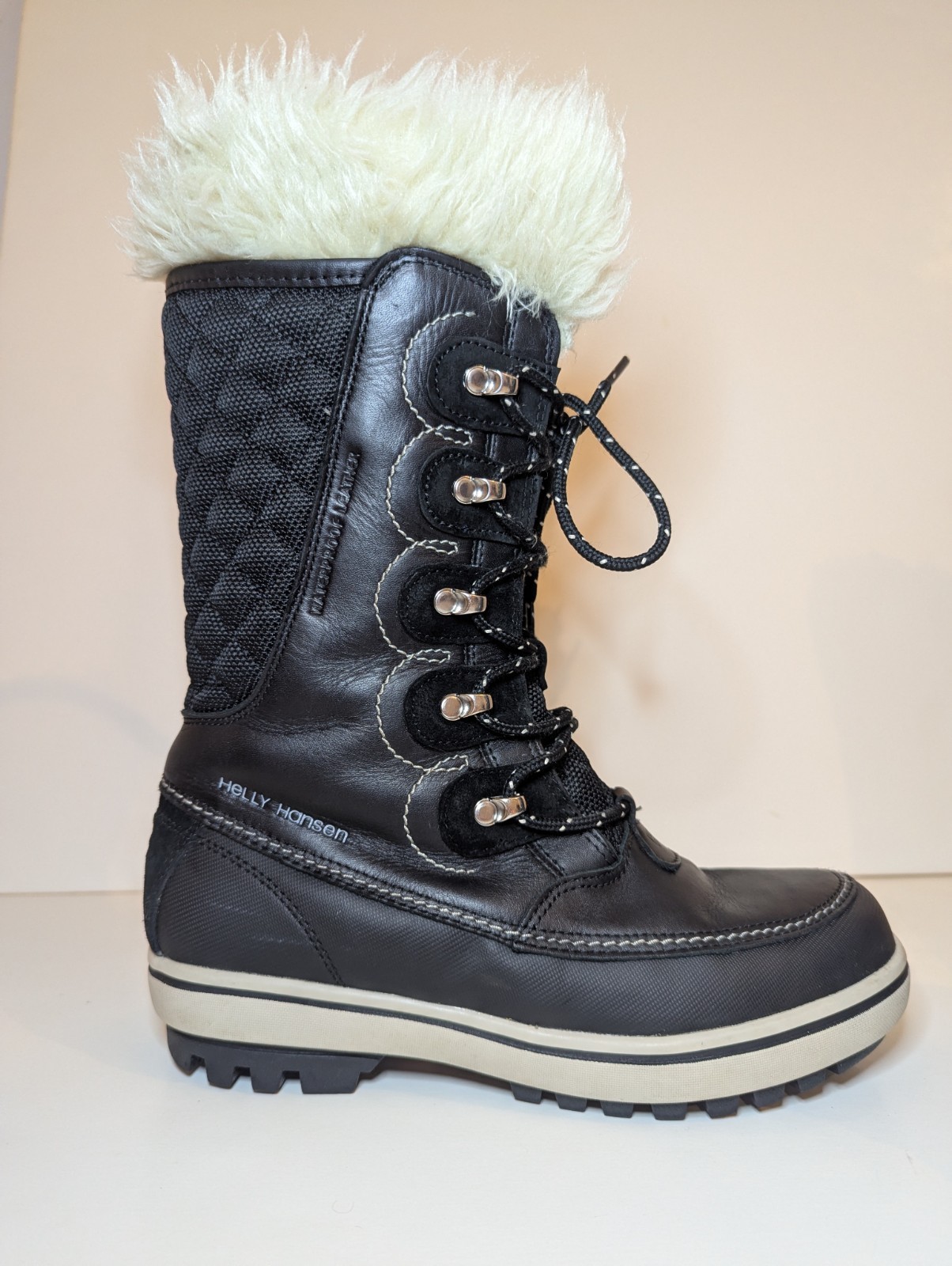 Botas Helly Hansen Garibaldi negras impermeables de cuero talla 6,5 forradas de piel sintética