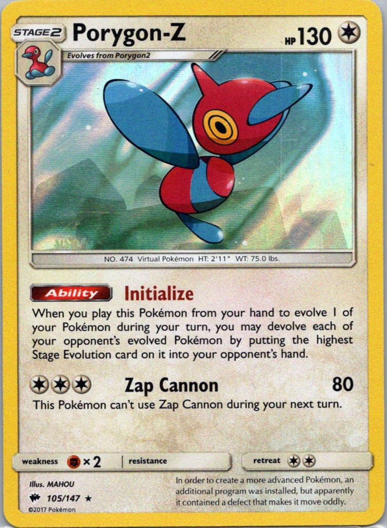 Pokemon TCG Porygon-Z 105/147 Burning Shadows Holo LP