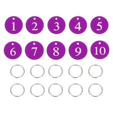 10PCS Number Tags 1-10, Number Key Tags Aluminum Numbered Tags, Purple