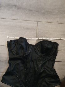 BNWOT Vintage Ann Summers Indulge Black Faux Leather & PVC Corset Top Sz Medium