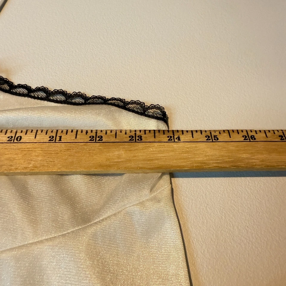 Woman Within Women 2X Lace Trim Slip Maxi Dress Satin Intimate Style White Black - Image 4 of 4