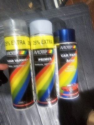 MoTip Car Paint 400ml Aerosol Kompakt Blue Metallic + PRIMER + VARNISH 54564