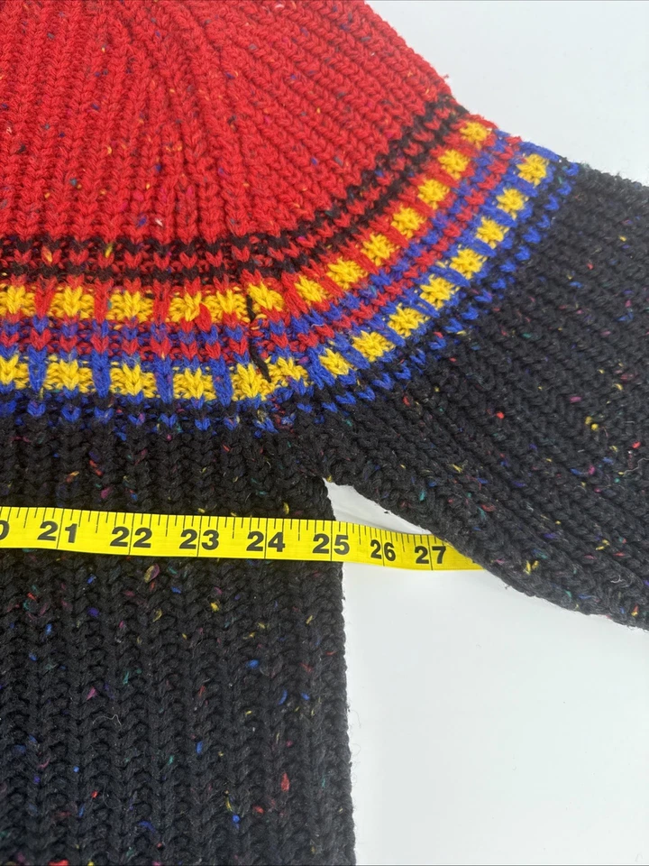 Suéter Kenneth Roberts Hombres XL Lana Donegal Tejido Moteado Rojo Negro De Colección HK Foto 3 de 4