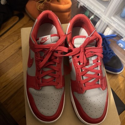 Nike Dunk Low Men's Low Top Lace-Up Sneakers Red/Gray Casual/Activewear