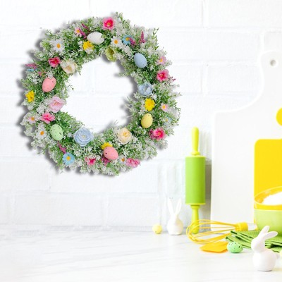 Easter Egg Flower Wreath Artificial Flower Wreath Decorative Garland Spring Door