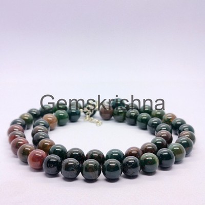 8mm Bloodstone Beaded Necklace, Handmade Gemstone Necklace, Natural Stone Jewel