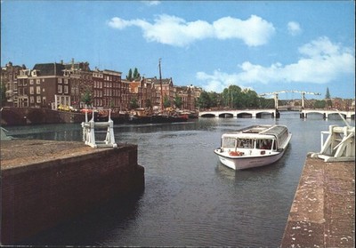 Vintage Spanjersberg Postkarte Amsterdam Holland Amstel Fluss Magere Brug Kanal