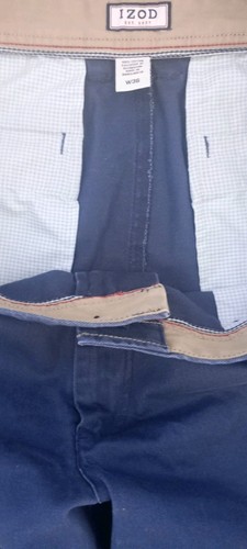 I Zod Mens Chino Style Shorts Blue 36 Inch Waist Zip Fly Side & Back Pockets - Picture 6 of 7
