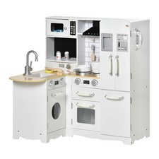 Kids Corner Kitchen Pretend Play Toy w/ Sound Microwave Refrigerator White