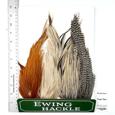 Ewing Hackle Pack - Four Half Cape Tops #844 (Ginger, Dun, Badger, Grizzly)