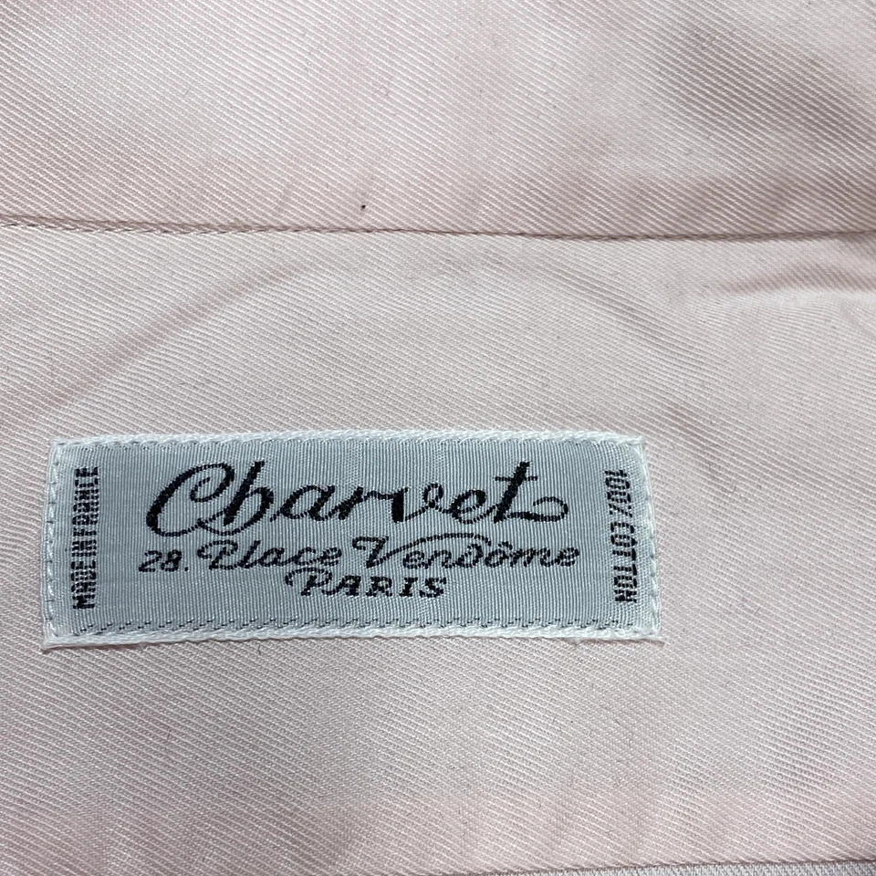 Camisa de vestir Charvet Vendome Paris 17.25 43 de lujo de algodón rosa hecha en popelina en Francia Foto 3 de 4