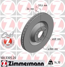 2x ZIMMERMANN Bremsscheibe COAT Z 100.3305.20 für AUDI A8 VW PHAETON A6 C6 1ZL