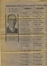1934 Specimen Ballot Shelby County Illinois Politics Socialist Prohibition