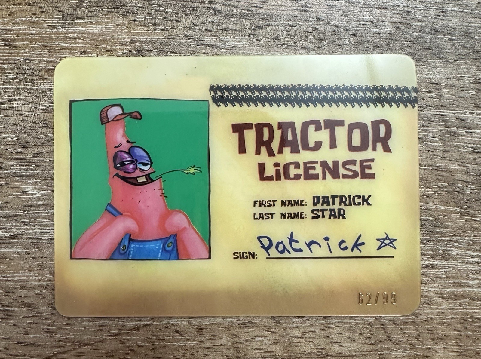 2025 Topps Chrome SpongeBob Wallet Tractor License Card Patrick Star #SW-4 GEM?!