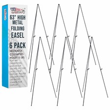 63" Steel Easy Folding Steel Display Easel 4 Pack , Adjustable Holders Portable